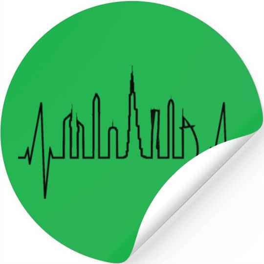 Dubai Skyline Heartbeat Burj Khalifa Silhouette Stickers