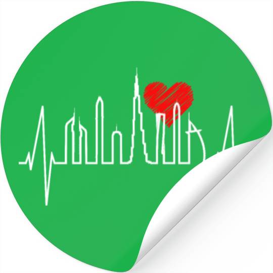 Dubai Skyline Heartbeat Burj Khalifa Silhouette Stickers