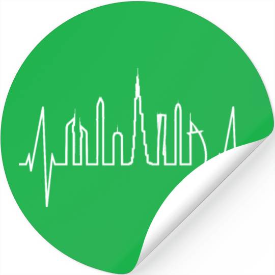 Dubai Skyline Heartbeat Burj Khalifa Silhouette Stickers