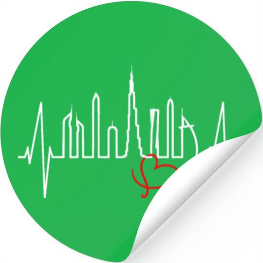 Dubai Skyline Heartbeat Burj Khalifa Silhouette Stickers