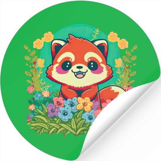 A Rosy Cheeked Red Panda s Colorful Garden Stickers