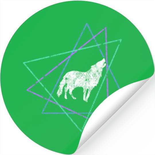 Geometric Howling Wolf Stickers