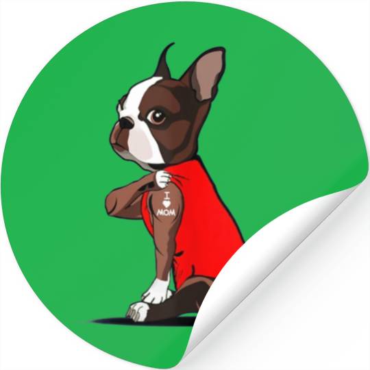 Funny boston terrier Dog I Love Mom Tattoo Stickers