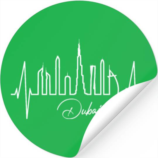 Dubai Skyline Heartbeat Burj Khalifa Silhouette Stickers