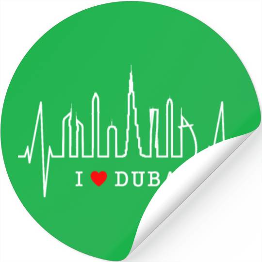 Dubai Skyline Heartbeat Burj Khalifa Silhouette Stickers
