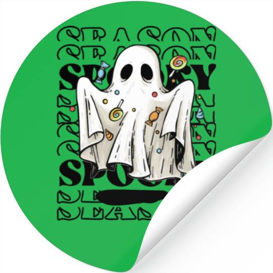 Spooky Season Ghost Halloween Trick Or Treat Stickers