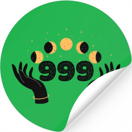 Angel Numbers 999 Moon Cycle Hands Stickers