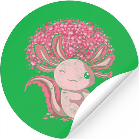 Cherry Blossom Tree Amphibian Gift Sakura Axolotl Stickers