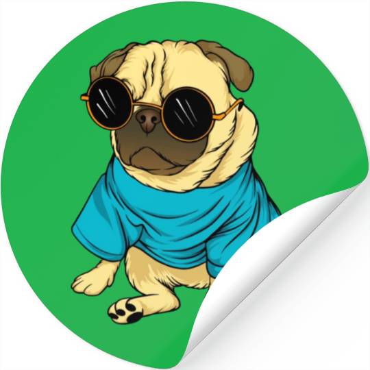 Cool Retro Pug Wearing Sunglasses Pug Lover Gift Stickers