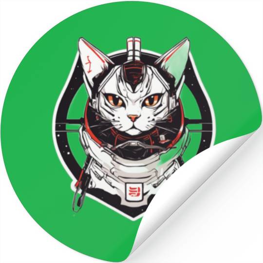 Samurai Space Cat Saga: Cosmic Feline Embarks on a Stickers