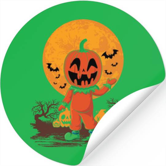 Pumpkin Person Creepy Halloween Pumpkin Stickers