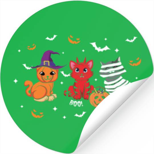 Cute Cats Kitten Funny Lazy Creepy Halloween Stickers