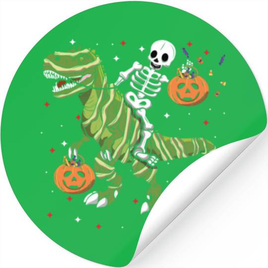 Cool Skeleton Dinosaur Funny Lazy Creepy Halloween Stickers