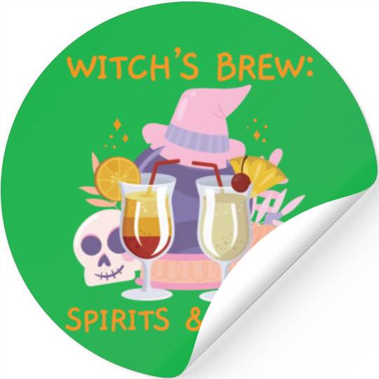 Witch's Brew: Spirits & Spells Bartender Halloween Stickers