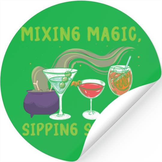 Mixing Magic Sipping Spirits Bartender Halloween Stickers