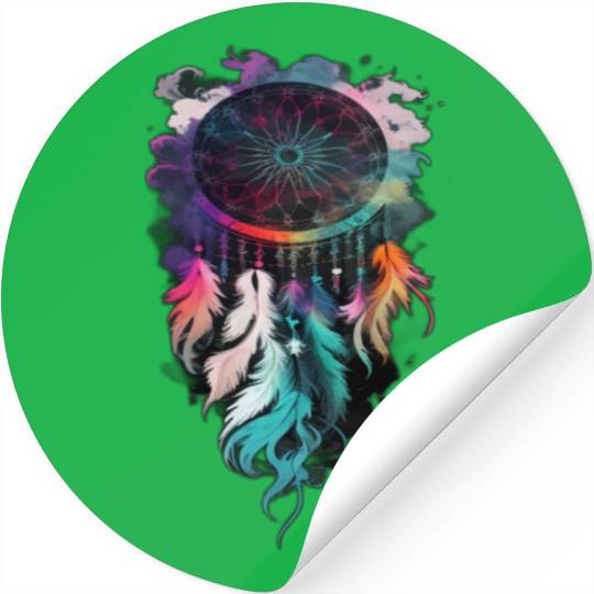 Dreamcatcher with feathers and smoke Stickers