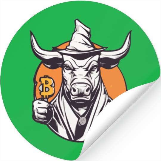 Halloween Bitcoin Wizard Bull Stickers