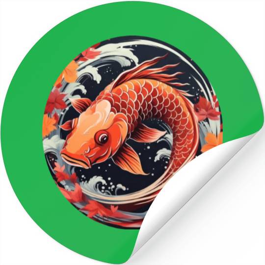 Autumnal Koi Fish at Sunset Stickers