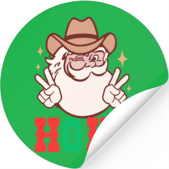 vintage retro western Santa ,Christmas Stickers