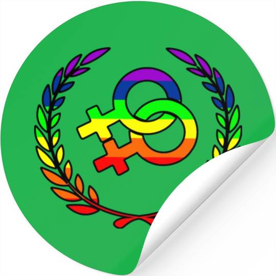 Rainbow lesbians pride logo laurel wreath Stickers