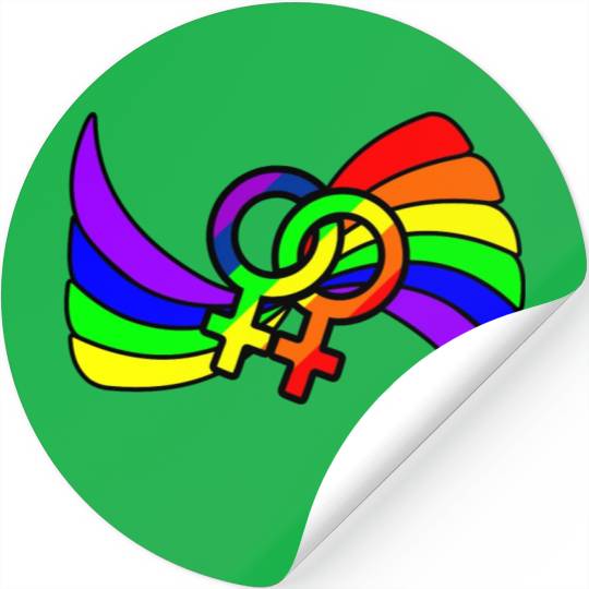 Gender lesbians logo in rainbow colors Stickers