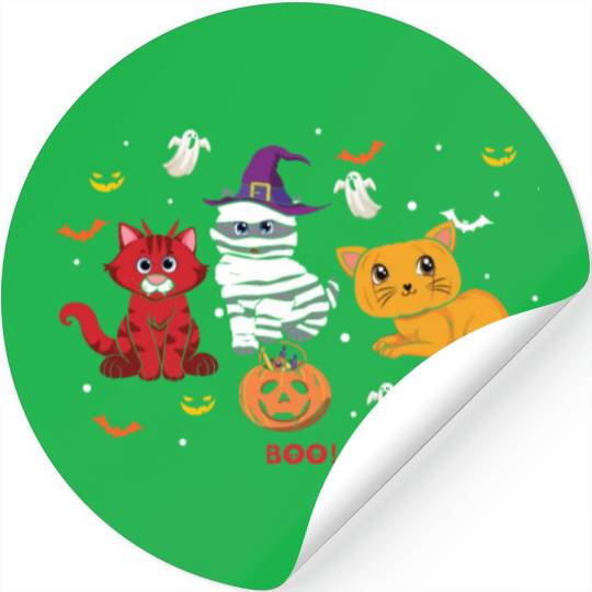 Witch Cats Kitten Funny Lazy Creepy Halloween Stickers