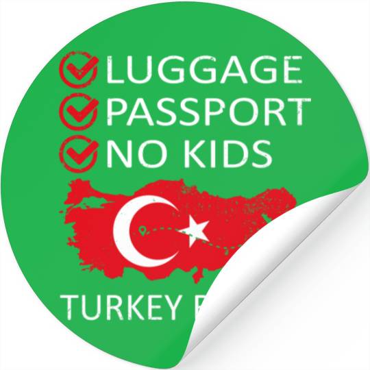 Luggage Passport No Kids Turkey Bound Vacation Stickers
