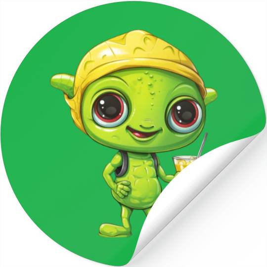 Refreshing Alien Lemonade: Green & Yellow Blend Stickers
