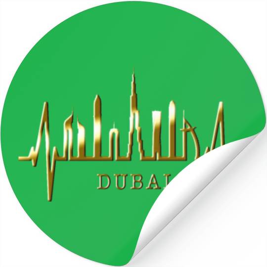 Dubai Skyline Heartbeat Burj Khalifa Silhouette Stickers