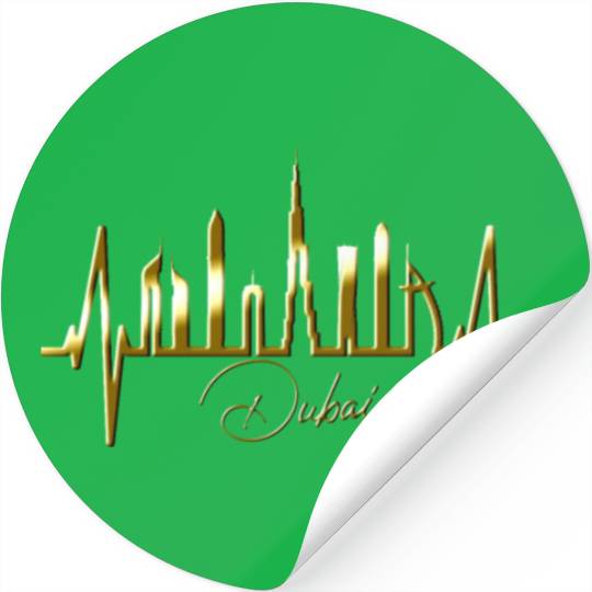Dubai Skyline Heartbeat Burj Khalifa Silhouette Stickers