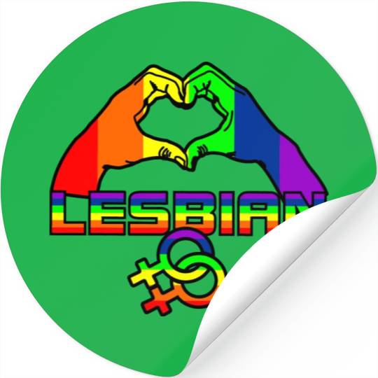 Hands with heart in rainbow colors lesbian pride l Stickers