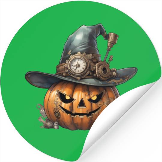 Steampunk Halloween: The pumpkin of the future Stickers
