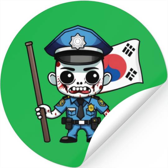 Police Korean Zombie Stickers