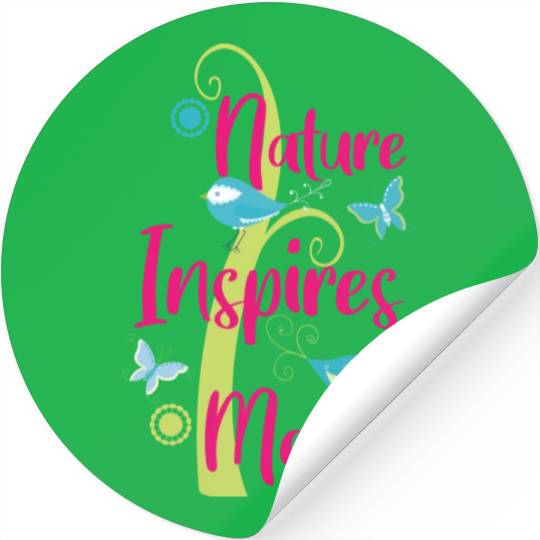 Nature Inspires Me Tree Birds And Butterflies Stickers
