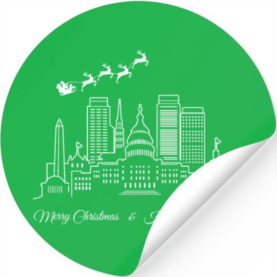 Merry Christmas Happy New Year Washington DC Stickers