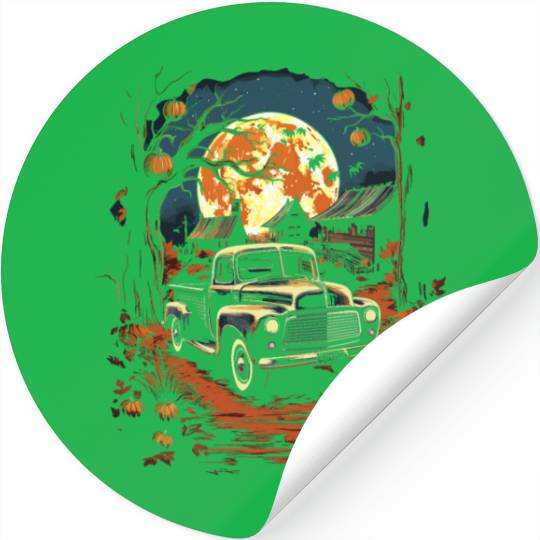 Creepy Old Truck Halloween Haunted Classic Truck Stickers