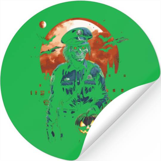 Creepy Zombie Cop Undead Police Halloween Officer Stickers