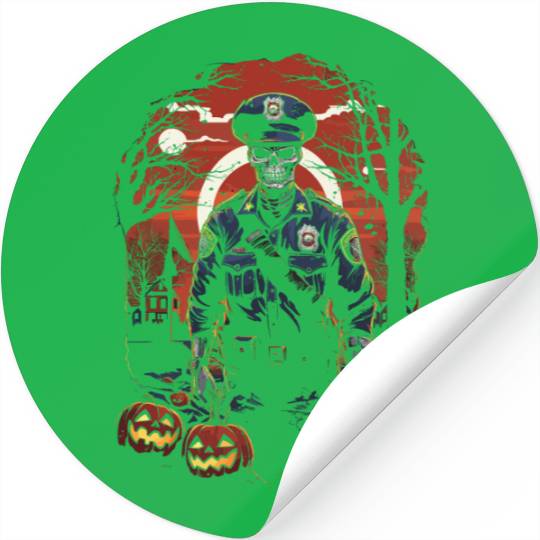 Creepy Zombie Cop Undead Police Halloween Officer Stickers