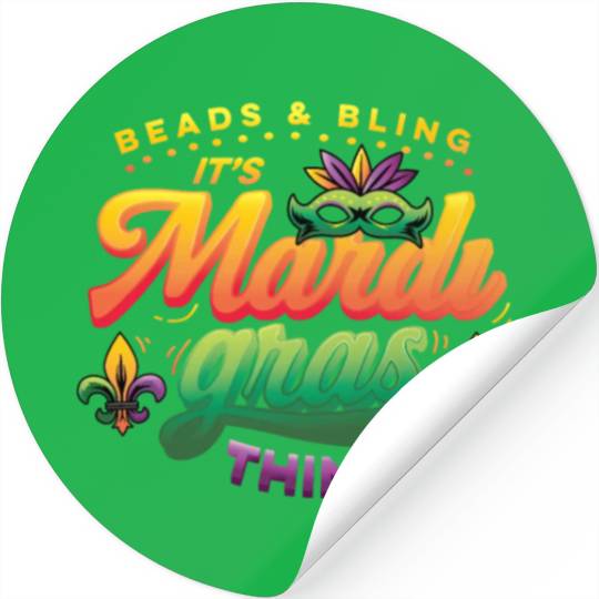 Beads & Bling It's Mardi Gras Things Stickers