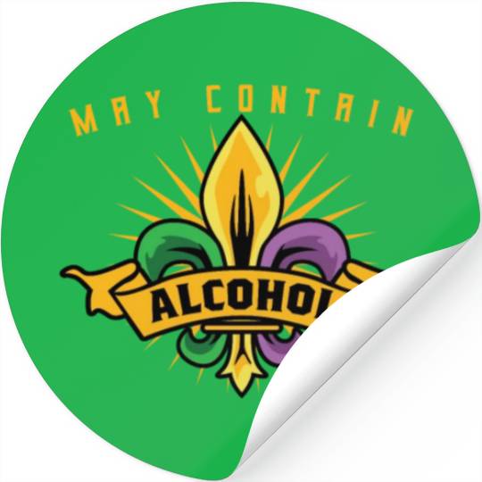 May Contain Alcohol Mardi Gras Stickers
