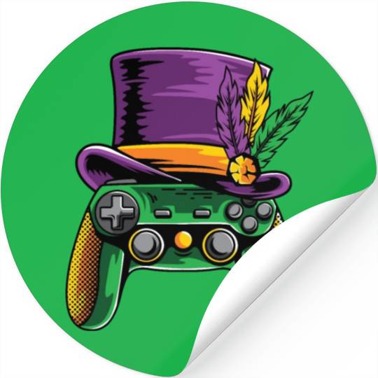 Video Games Controller Mardi Gras Stickers