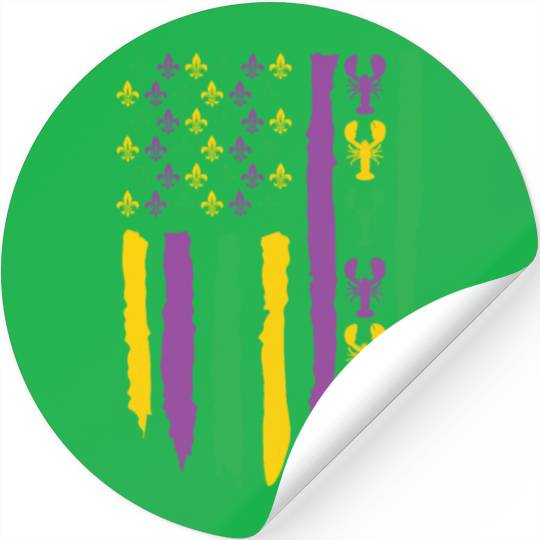 American Flag Lobster Fleur Mardi Gras Stickers