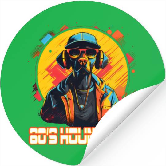 80s hip hop Hound Dog Stickers