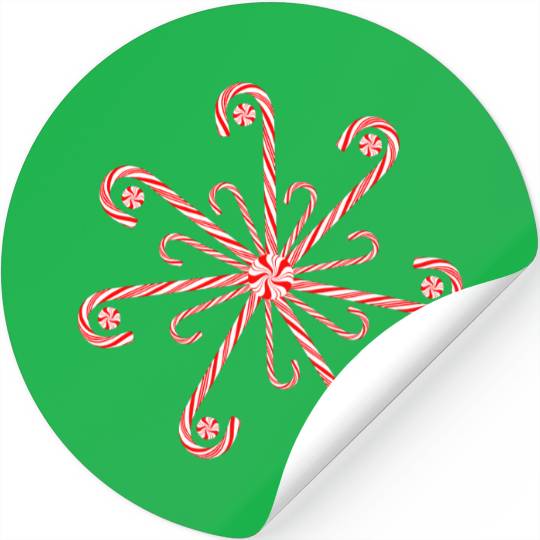 Peppermint Candy Cane Snowflake Stickers