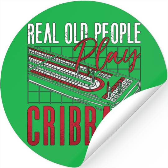 Cribbage Real Old People Play Cribbage Board Game Stickers