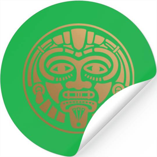 Minimalist Ethnic Mask Logo: Aztec & Mayan Stickers
