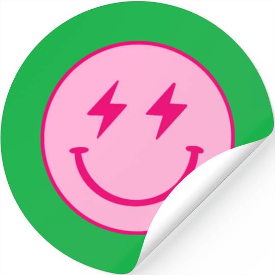 light pink face lightning bolt eyes Stickers
