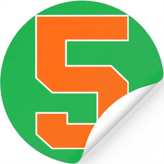 Number 5 Sports Orange Stickers