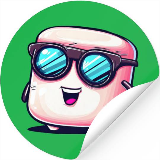 Cool Marshmallow with Sunglasses: Casual Design Stickers