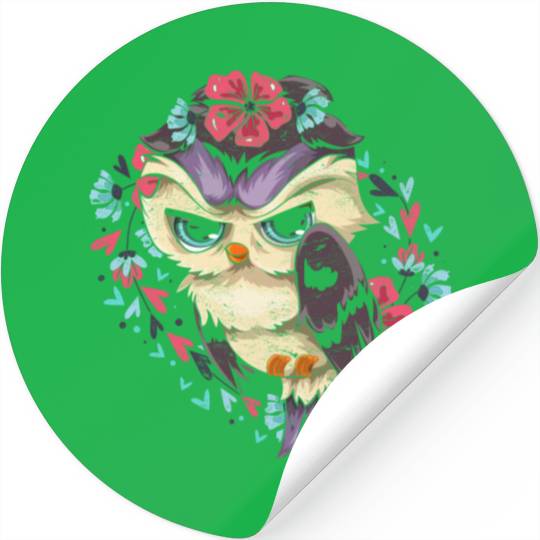 Wise bird gift flowers blossoms sweet owl Stickers